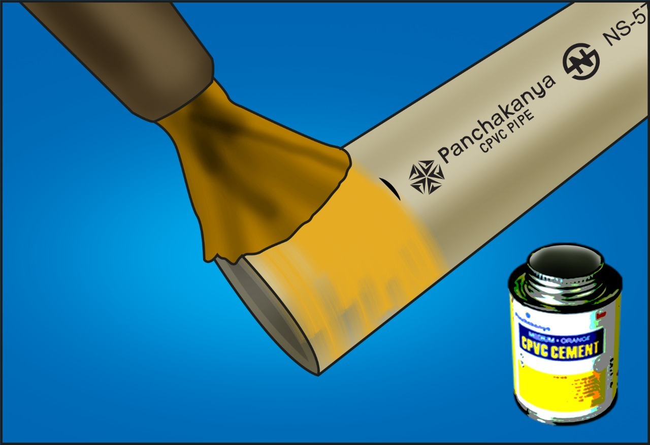 Step 4: Apply the solvent cement to the pipe exterior and fitting interior.